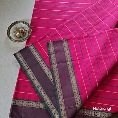 Pink Pure South Cotton Veldhari Saree Pink Pure South Cotton Veldhari Saree