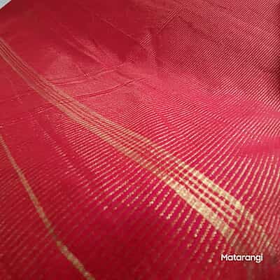 Red Khadi Cotton Zari Striped Saree Red Khadi Cotton Zari Striped Saree