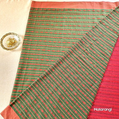 Green Embroidered Bengal Saree