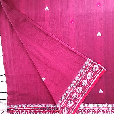 Maroon Premium Handwoven Khadi Cotton Jamdani Saree