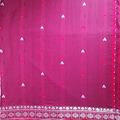 Maroon Premium Handwoven Khadi Cotton Jamdani Saree