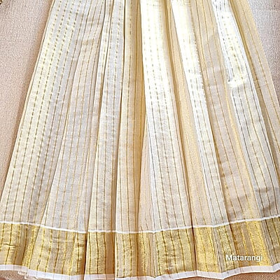 Golden Tissue Striped Dhavani