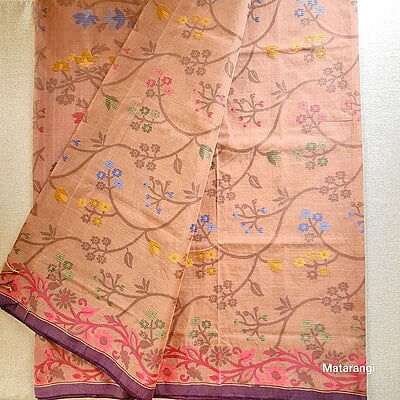 Light Brown Bengal Cotton Handloom Saree