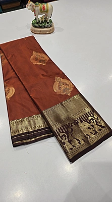 Rust Orange Saree (id 2100)