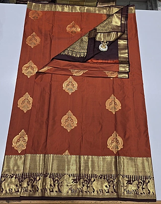 Rust Orange Saree (id 2100)