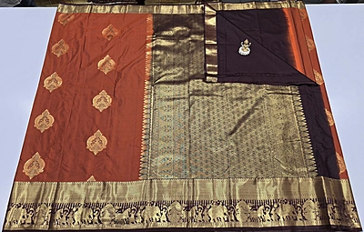 Rust Orange Saree (id 2100)