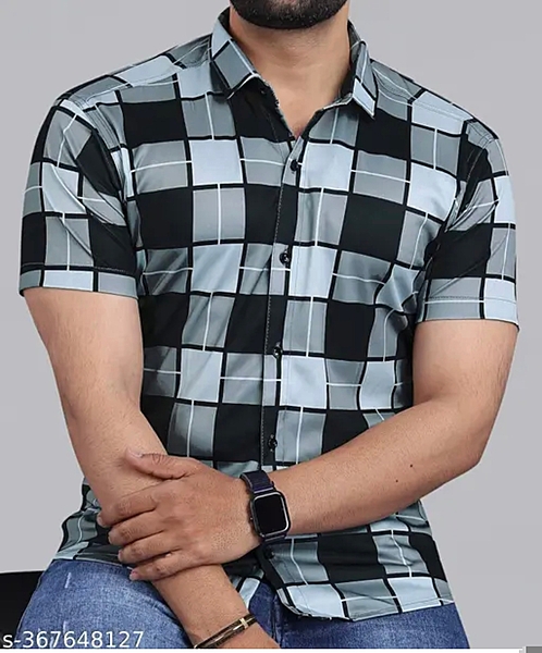 STI Men's Checked Regular Spread Collar