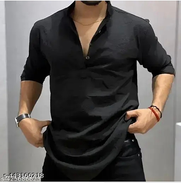 New Fashionable Formal Mens White and black shirt Casual shirt for men stylish shirt for men trendy white and black shirt stylish white and black short Kurta for men Mandarin coller shirt for men