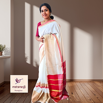 Maroon Khadi Handloom Kerala Saree