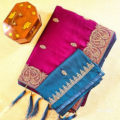 Grape Vine Designer Chinon Crepe Saree