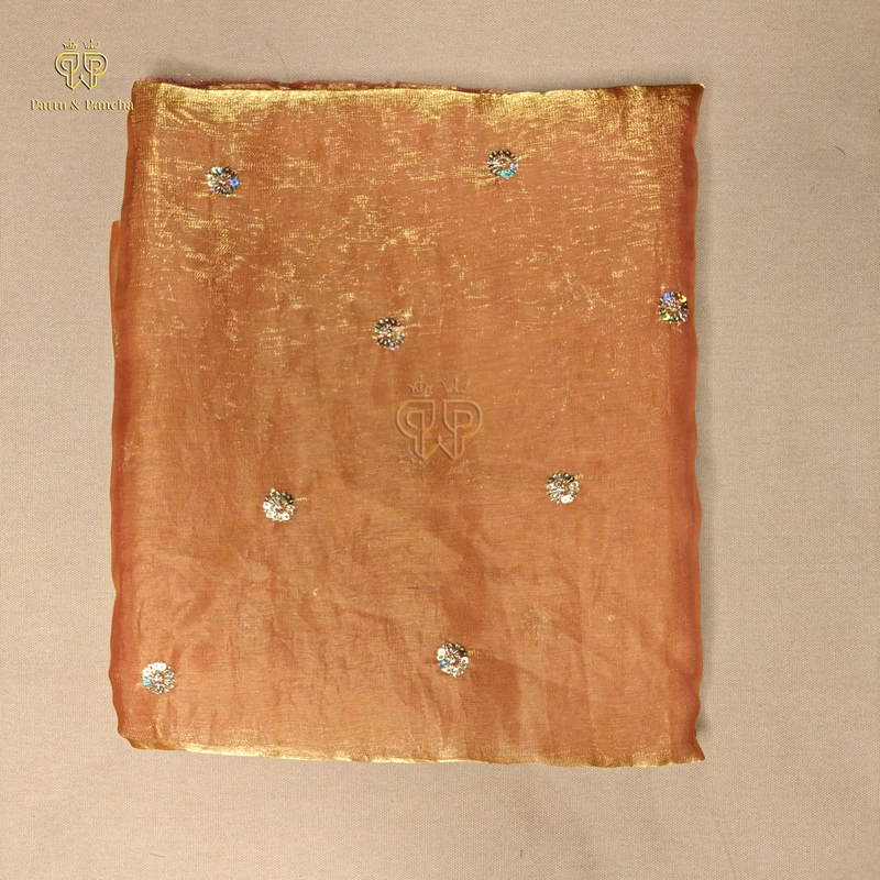 Space Fendy Satin Sequence Work Saree with Floral Sequence Blouse