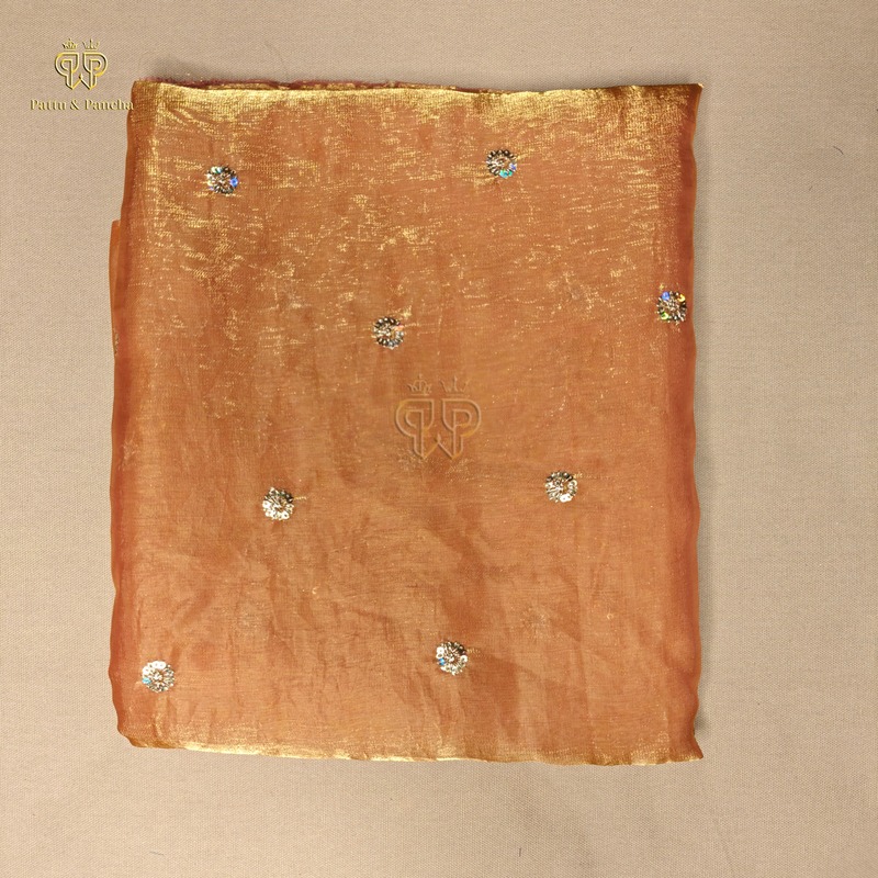 Space Fendy Satin Sequence Work Saree with Floral Sequence Blouse