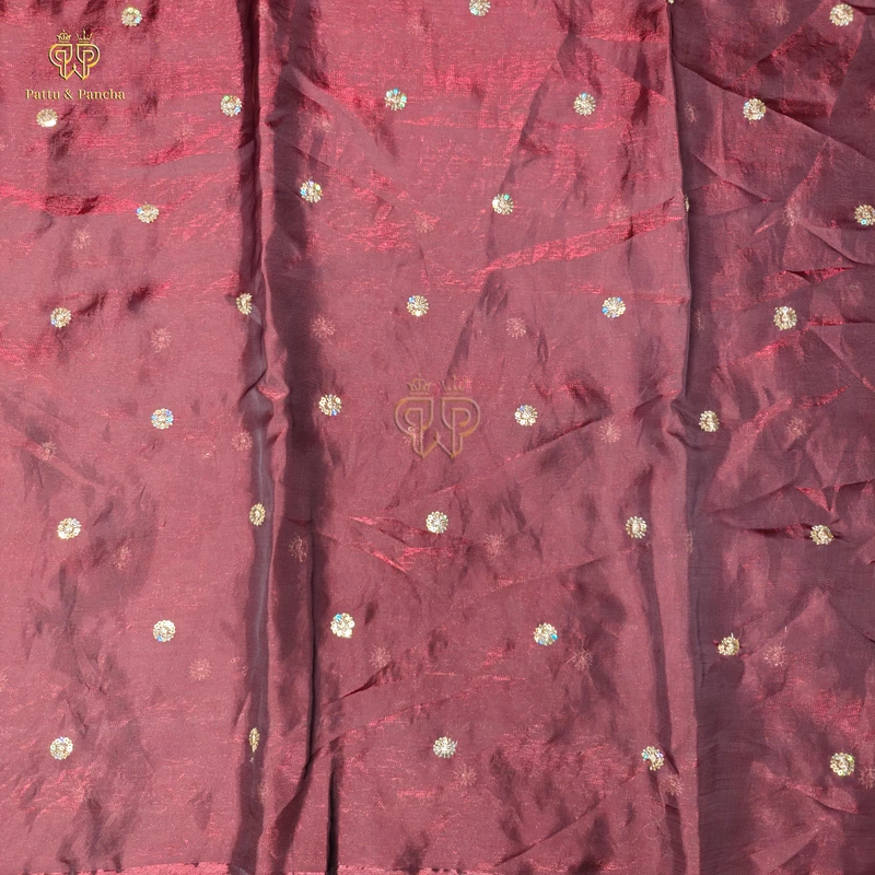 Space Fendy Satin Sequence Work Saree with Floral Sequence Blouse