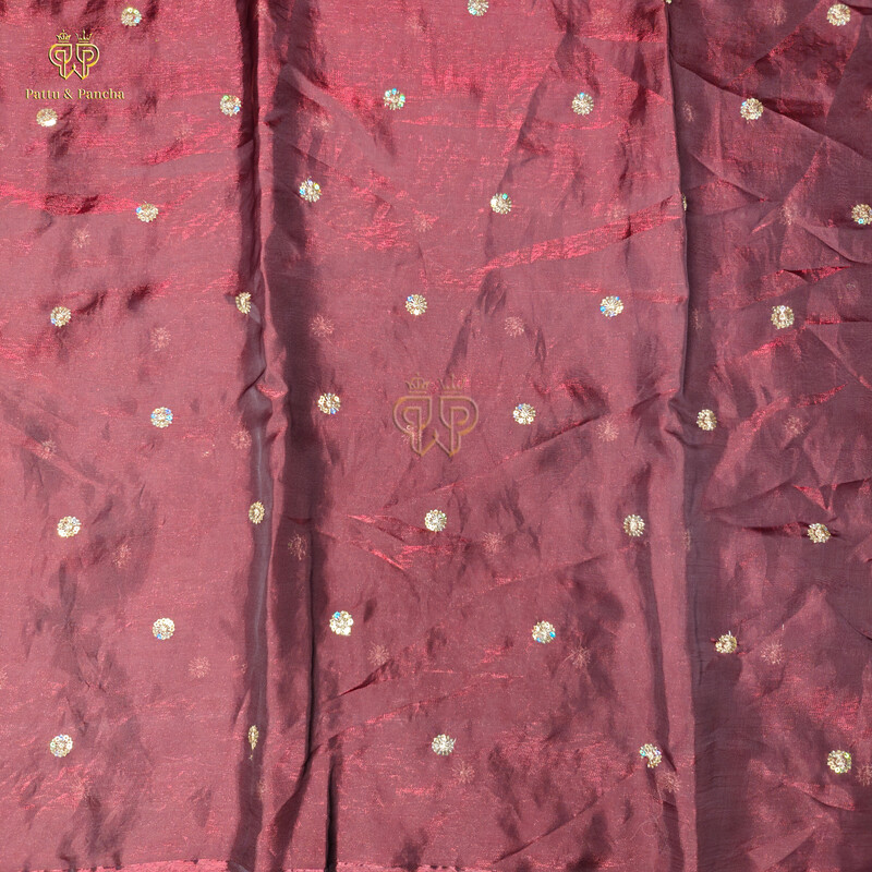 Space Fendy Satin Sequence Work Saree with Floral Sequence Blouse