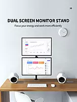 Monitor Stand Height Adjustable Arm Mount (Dual) - Screw Type