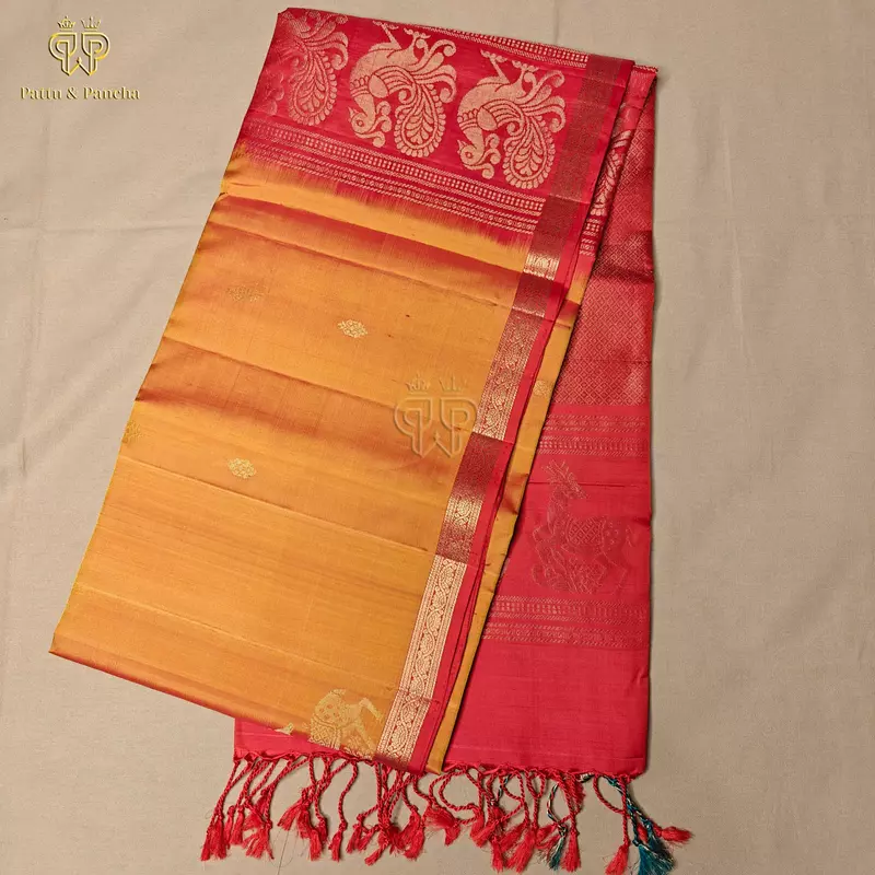 Pure Soft Silk Saree with Small Zari Red Border