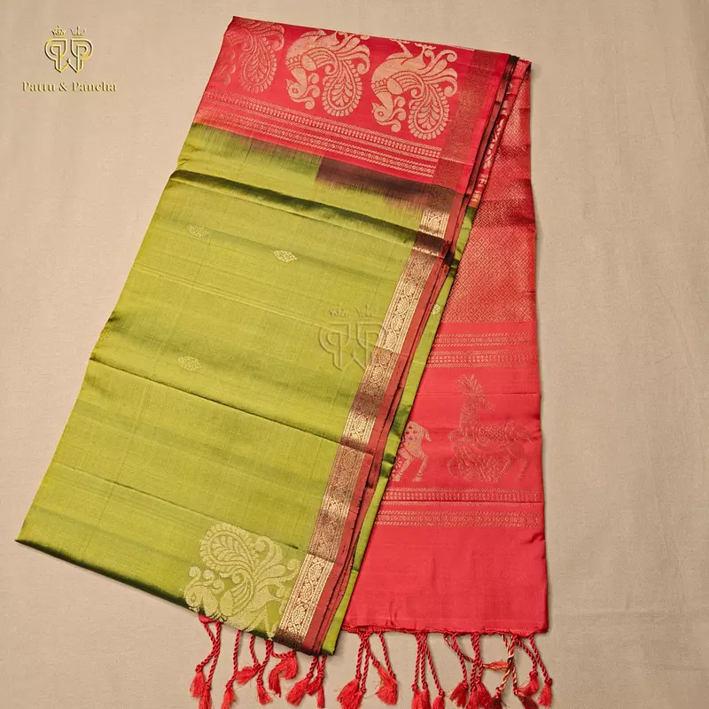 Pure Soft Silk Saree with Small Zari Red Border