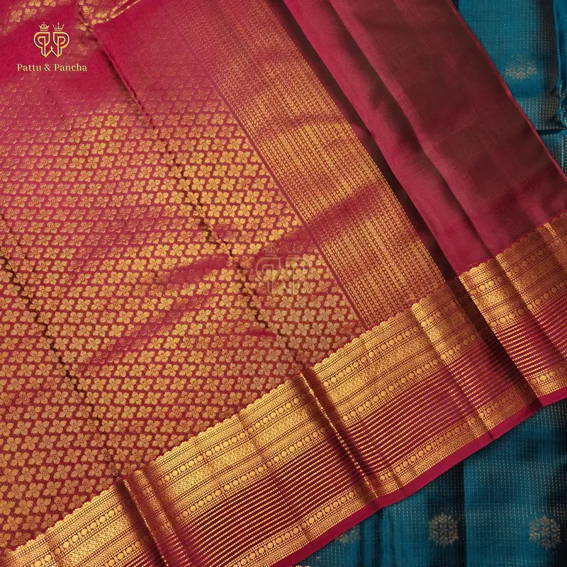 Half Pure Silk Vintage Kanchipuram Saree with Rich Zari Border