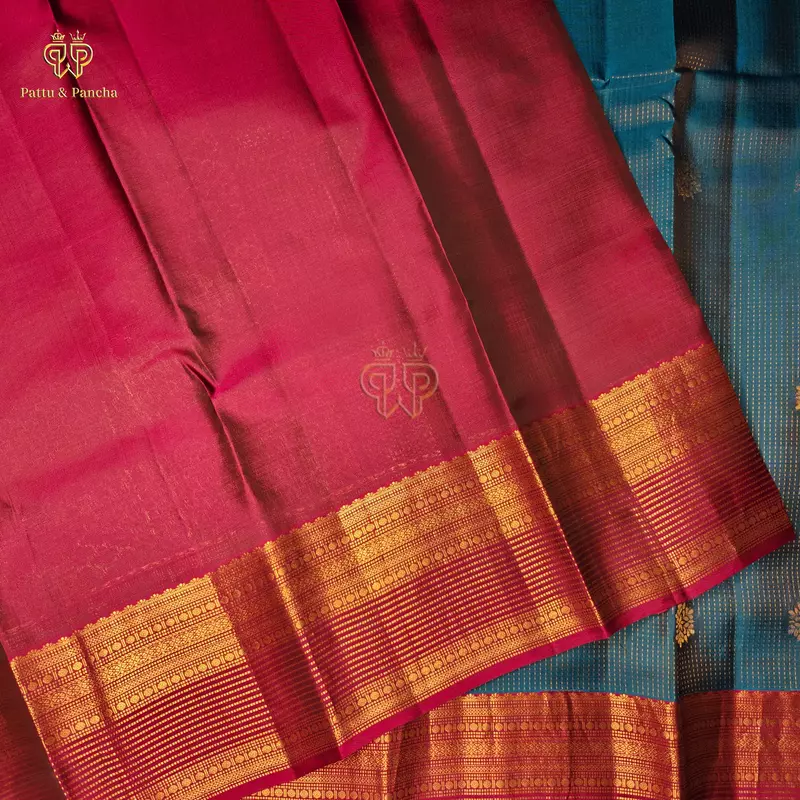 Half Pure Silk Vintage Kanchipuram Saree with Rich Zari Border
