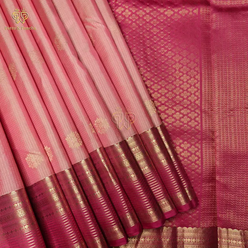 Half Pure Silk Vintage Kanchipuram Saree with Rich Zari Border