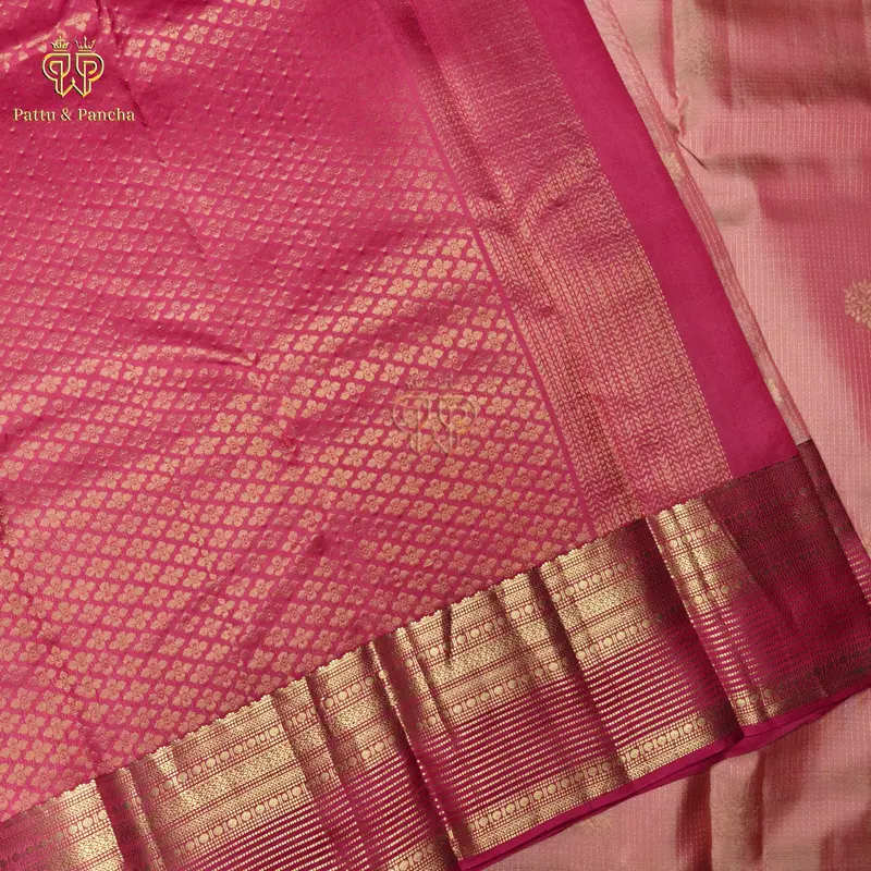 Half Pure Silk Vintage Kanchipuram Saree with Rich Zari Border