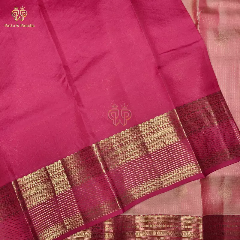 Half Pure Silk Vintage Kanchipuram Saree with Rich Zari Border