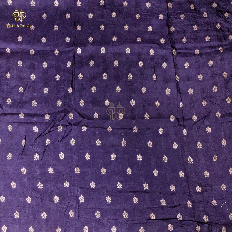 Viscose Violet Saree with Gold and Silver Parrot Design Border
