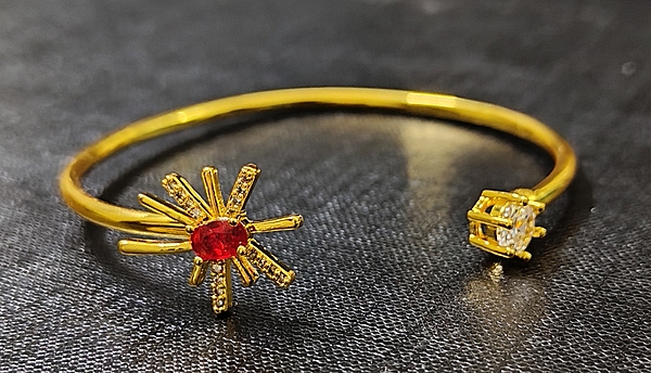 Bracelet Gold Tone Zirconia Sparkle Red