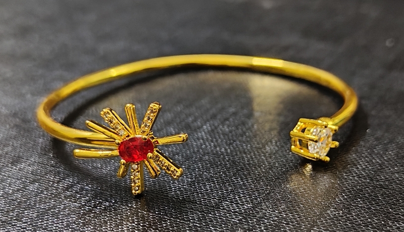 Bracelet Gold Tone Zirconia Sparkle Red