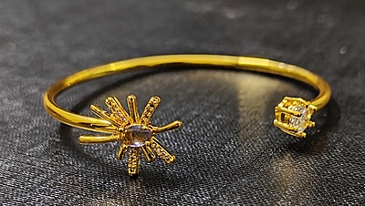 Bracelet Gold Tone Zirconia Sparkle Lavender