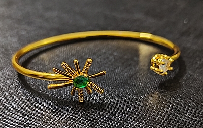 Bracelet Gold Tone Zirconia Sparkle Green