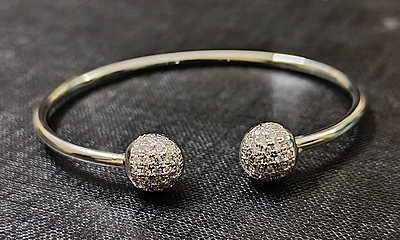 Bracelet Silver Tone Zirconia Round Studded