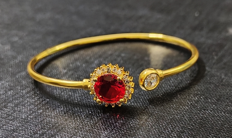 Bracelet Gold Tone Zirconia Red Stone