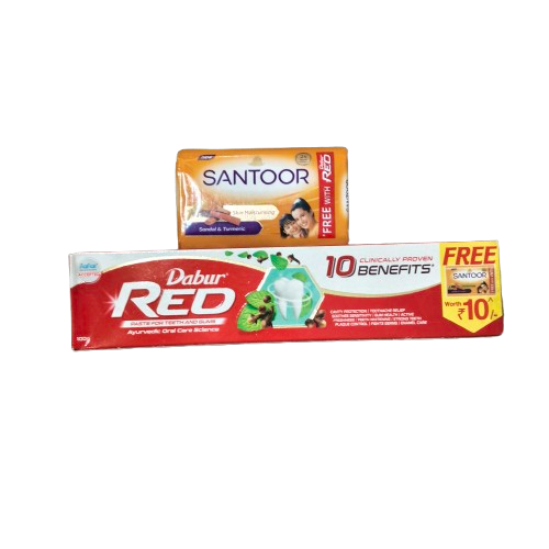 Dabur Red Toothpaste 100G+SANTOOR SOAP FREE