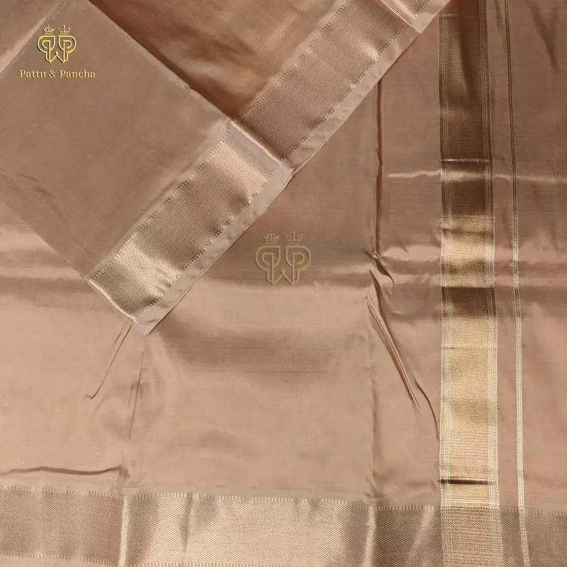 Pure Silk Blend Rose Gold Dhoti with Traditional Zari Border