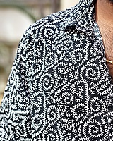 Rawscal Men’s Body Fit Printed Shirt – Black & White | Full Sleeves
