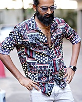 Multi Coloured Printed Abstract | Body Fit | Full Sleeves