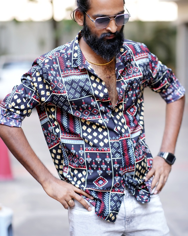 Multi Coloured Printed Abstract | Body Fit | Full Sleeves