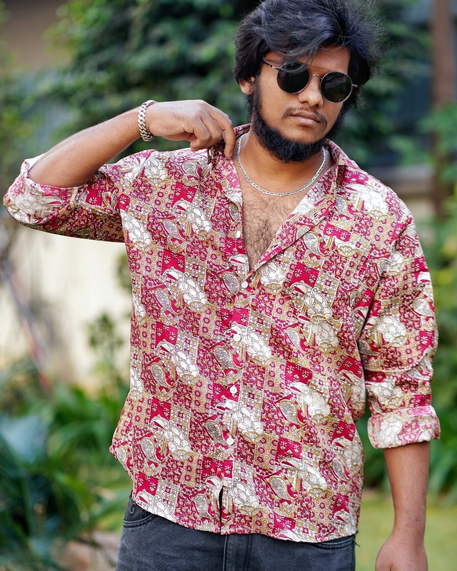 Rawscal Men’s Ethnic Print Casual Shirt | Full Sleeves | Relaxed Fit | Statement Wear