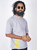 into the Wild Oversized Gray Bleach Half Sleeves T Shirt