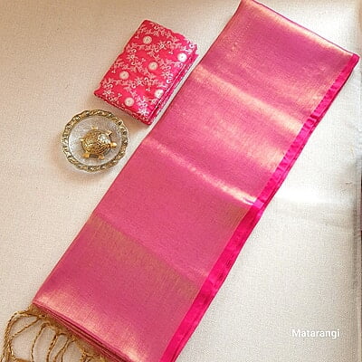 Pink Pure Handloom Tissue Silk Saree Pink Pure Handloom Tissue Silk Saree