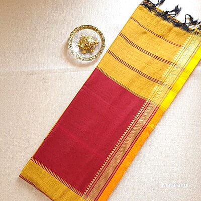 Golden Brown Handloom Khadi Saree