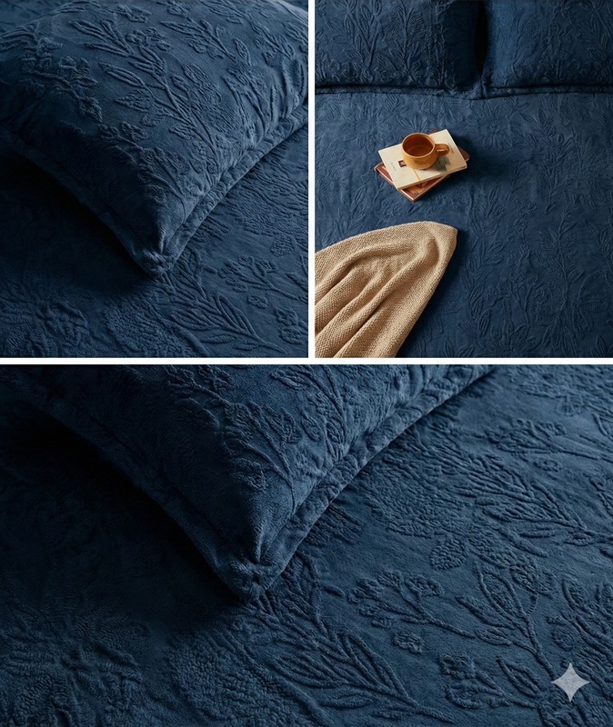 DYH Blue Pashmina King Winter Bedsheet