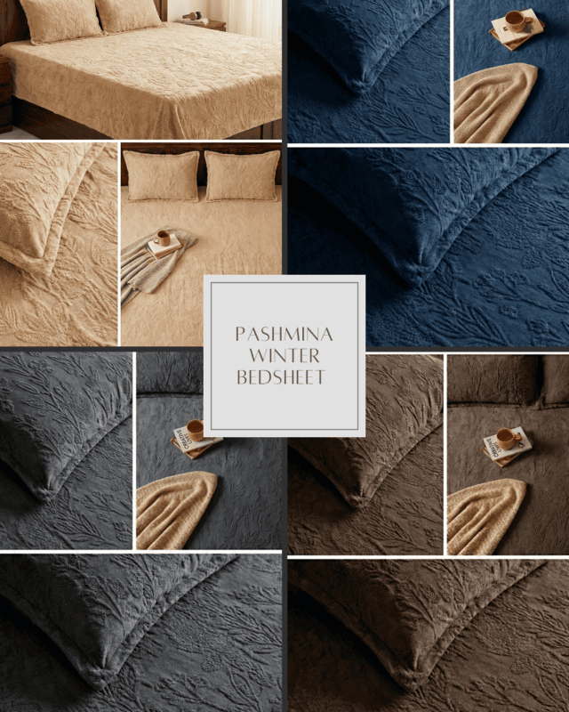 DYH Grey Pashmina King Winter Bedsheet