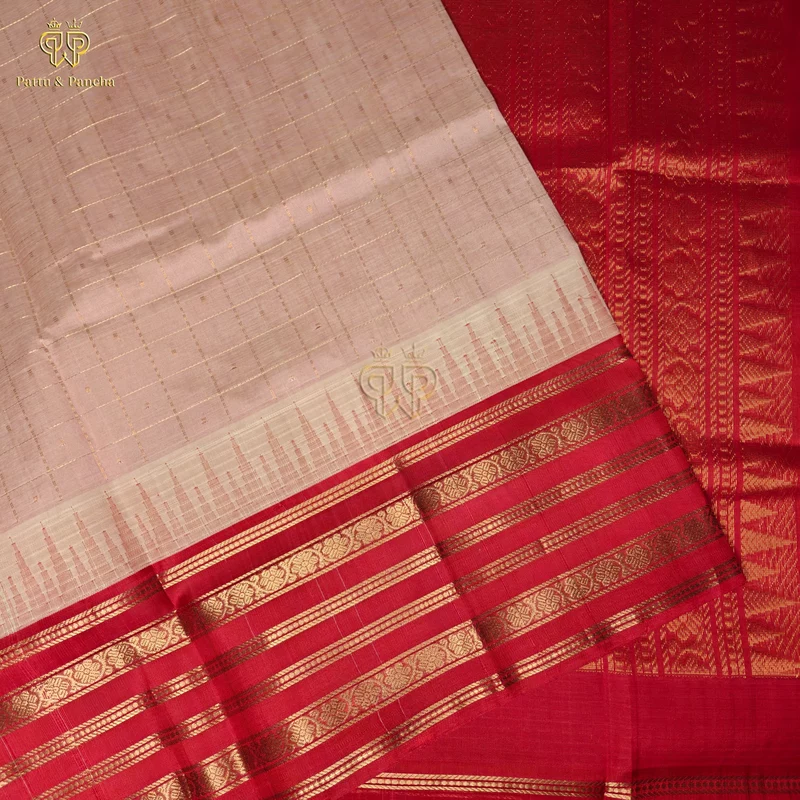 Pure Silk Cotton Saree Onion Pink with Vibrant Red Gold Zari Varisaipet Border