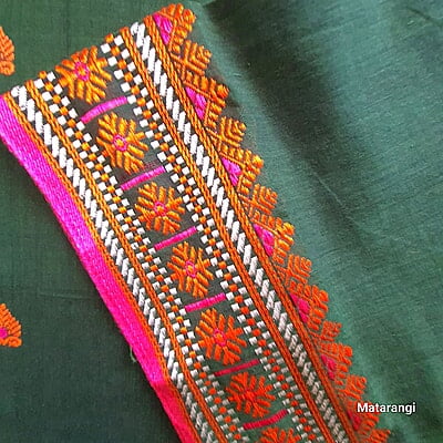 Green Premium Handwoven Pure Khadi Cotton Jamdani Saree