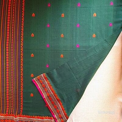Green Premium Handwoven Pure Khadi Cotton Jamdani Saree