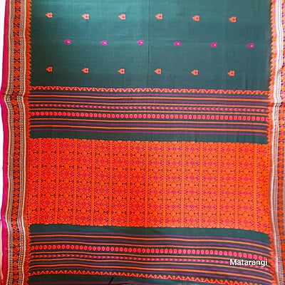 Green Premium Handwoven Pure Khadi Cotton Jamdani Saree