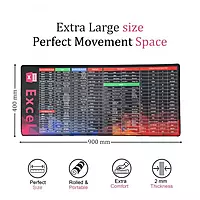 Gaming Mouse Pad with Excel Shortcut Keys (90x40cm)