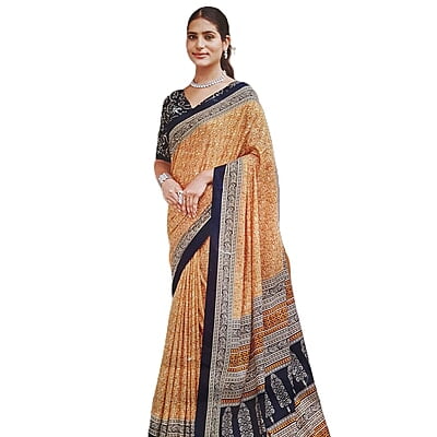 Mustard MulMul Cotton Saree